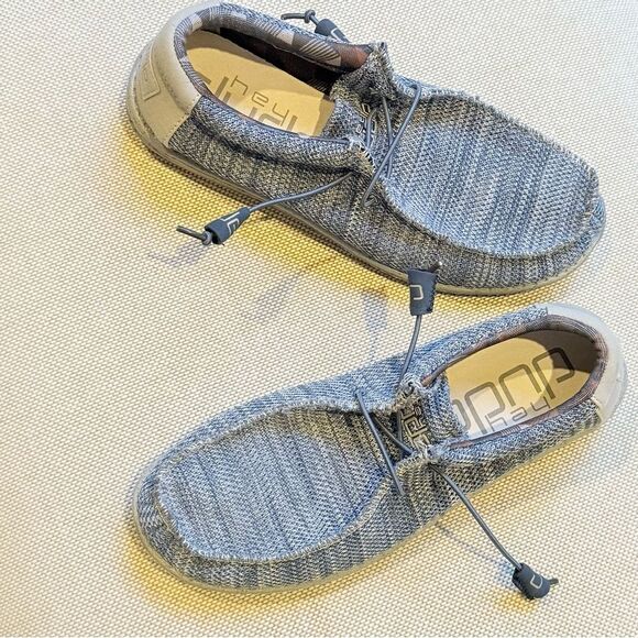 Hey Dude Wally Sox Slip On Deck Shoes In Mottled Steel Blue and Grey - Picture 3 of 12